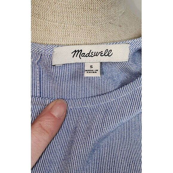 Madewell Blue & White Striped Tie Front Short Sleeve Top Size S - Picture 5 of 8